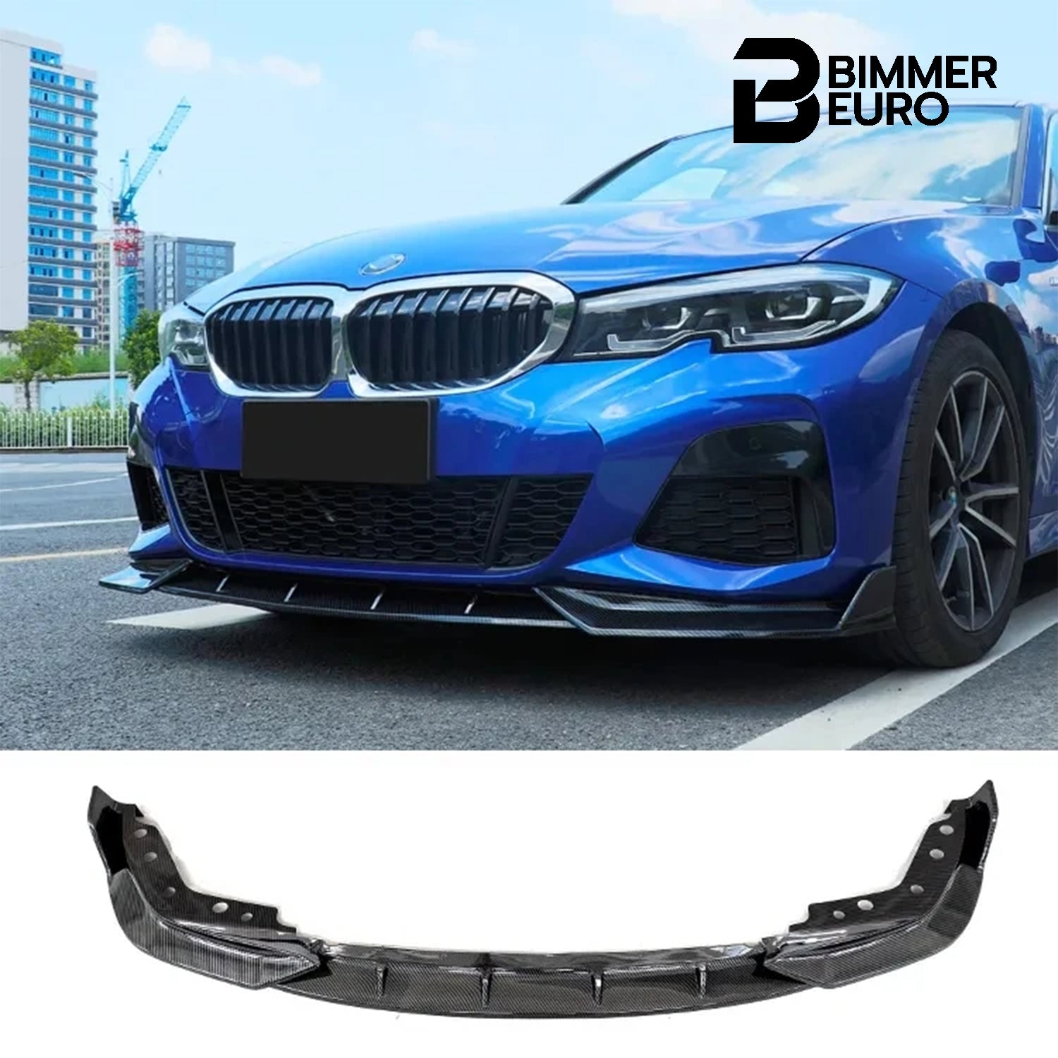 FD Style Carbon Fiber Look ABS Plastic Front Lip For G20 / G28 BMW 3 Series 330i M340i