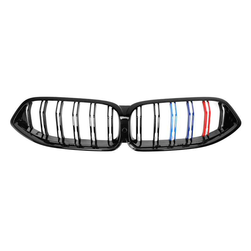 ABS GLOSS BLACK W/ M STRIPES DOUBLE SLAT GRILLE FOR G14 / G15 / G16 BMW M850I / 840I