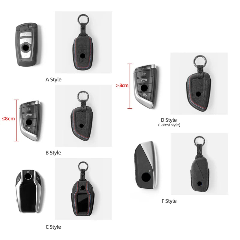 ALCANTARA KEY CASE / KEYCHAIN FOR E90 / E92 / F22 / F30 / F32 / F10 / G20 / G22 / G42 BMW 2 / 3 / 4 / 5 / 6 / 7 / 8 SERIES