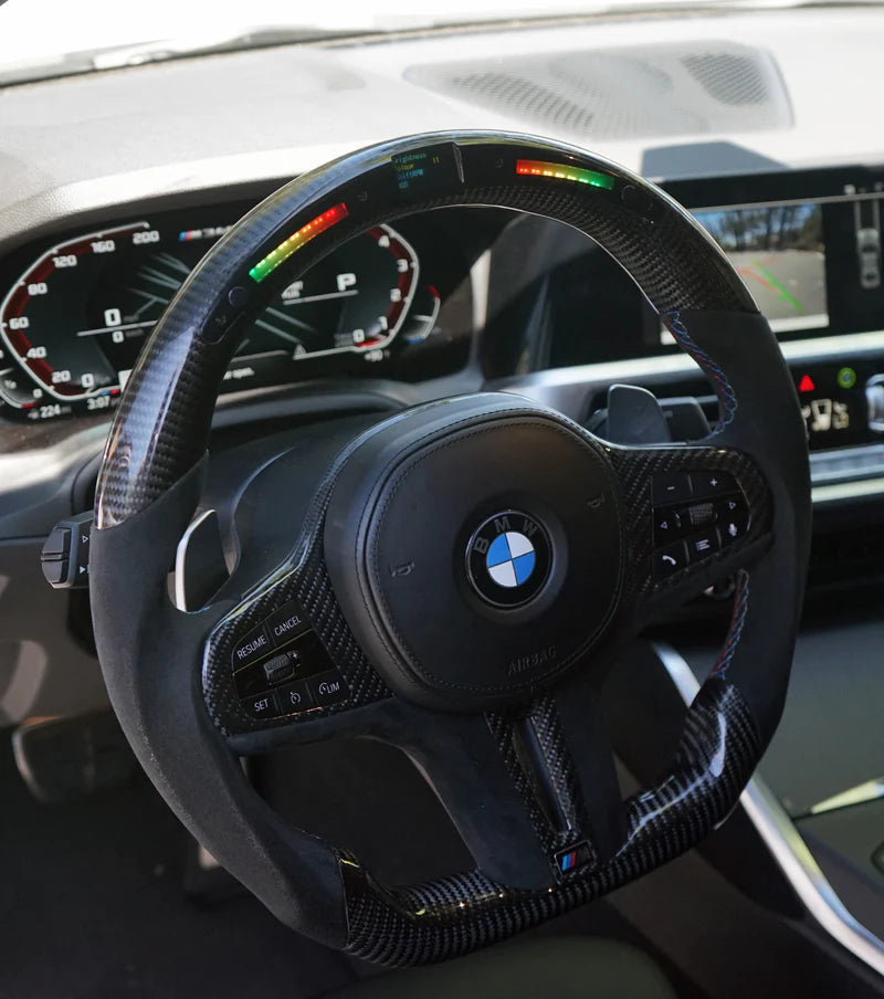 Custom LED Carbon Fiber Steering Wheel for All G Chassis Models - G20 / G22 / G30 / G42 / G80 / G82 / G87 / G Series / BMW 2 Series 3 Series 4 Series 5 Series M3 M4