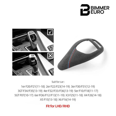 ALCANTARA INTERIOR GEAR SHIFTER COVER TRIM W/ STITCHING FOR F20 / F21 / F22 BMW 2 SERIES