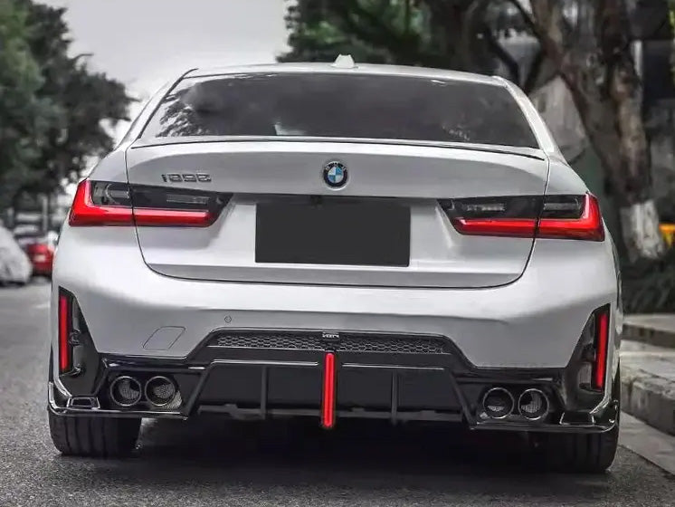 Gloss Black Rear Diffuser with Reflector for BMW G20 LCI M Sport