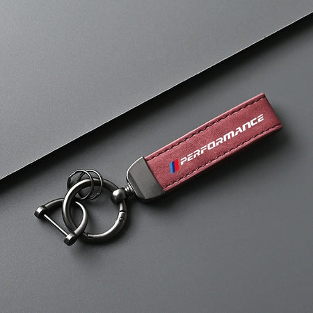 SUEDE & LEATHER M PERFORMANCE KEYCHAIN FOR E90 / E92 / F22 / F30 / F32 / F10 / G20 / G22 / G42 BMW 2 / 3 / 4 / 5 / 6 / 7 / 8 SERIES