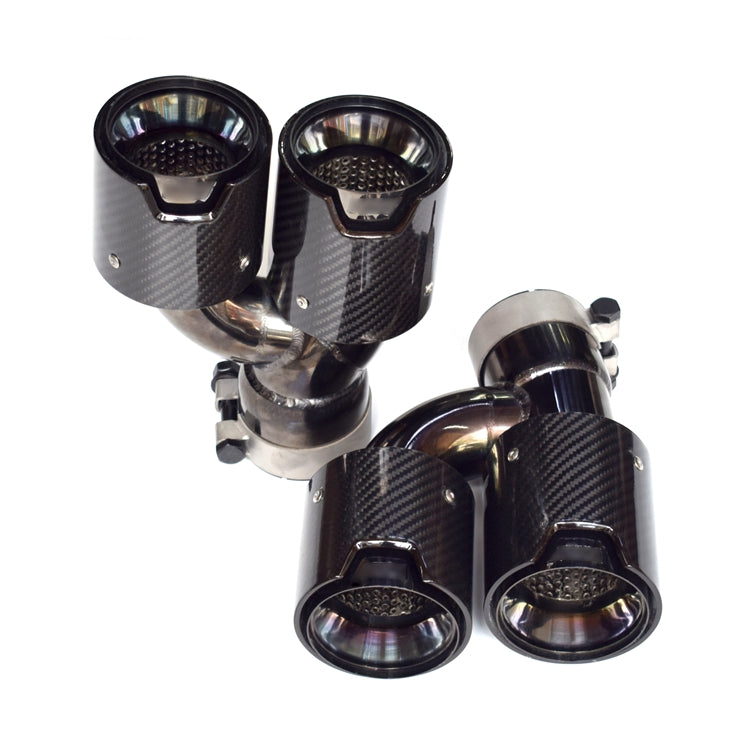 Stainless Steel Dual Carbon Fiber Exhaust Tips Quad Muffler Tips For B Bimmer Euro